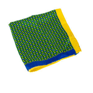 FEFE GREEN, YELLOW & BLUE, PRINT PAISLEY POCKET SQUARE | MENS SIZE 32CM